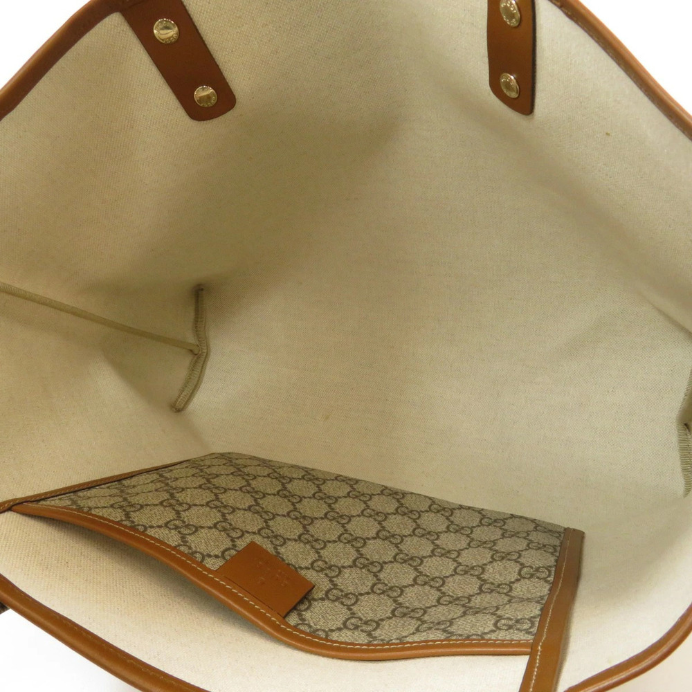 Gucci GG Supreme Canvas Tote Bag Shoulder Bag Brown - Picture 5 of 11